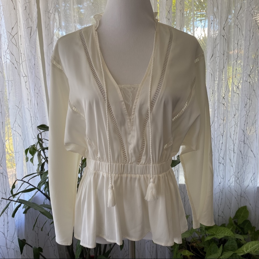 EXPRESS - White Silky Longsleeve Blouse